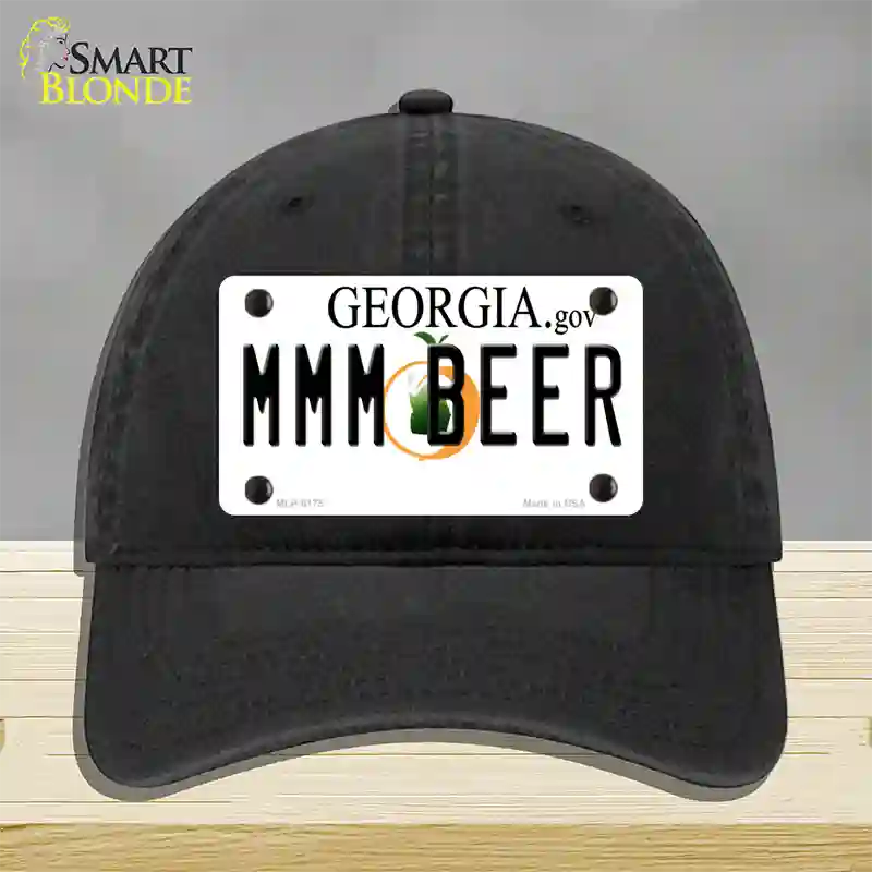 MMM Beer Georgia Novelty License Plate Hat Unconstructed Cotton / Black