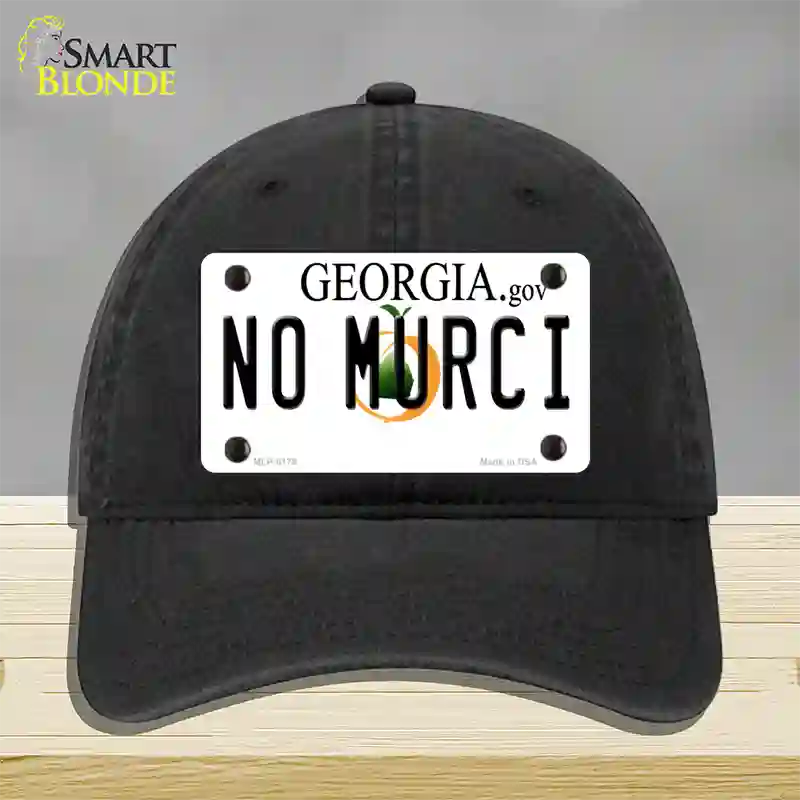 No Murci Georgia Novelty License Plate Hat Unconstructed Cotton / Black