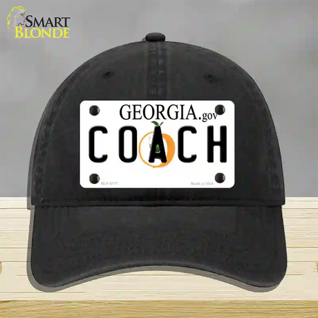 Coach Georgia Novelty License Plate Hat Unconstructed Cotton / Black