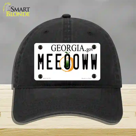 Meeooww Georgia Novelty License Plate Hat Unconstructed Cotton / Black