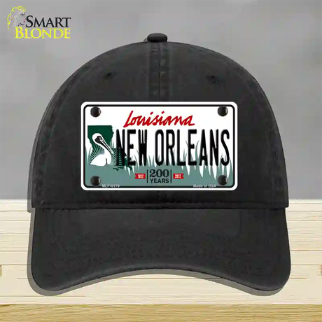 New Orleans Louisiana Novelty License Plate Hat Unconstructed Cotton / Black