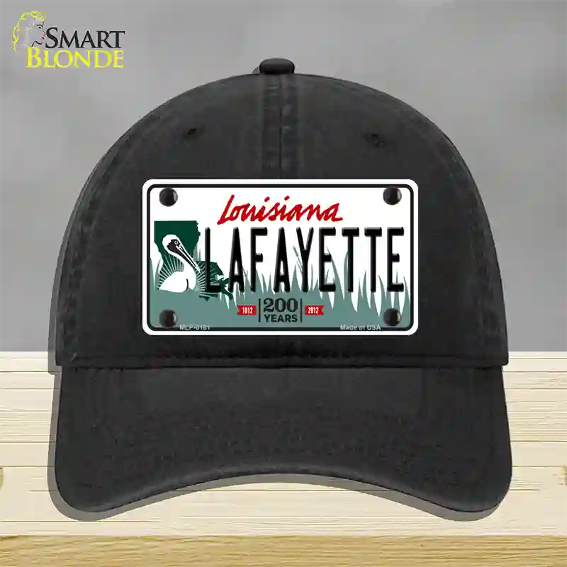 Lafayette Louisiana Novelty License Plate Hat Unconstructed Cotton / Black