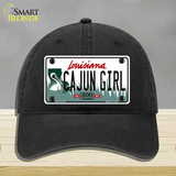 Cajun Girl Louisiana Novelty License Plate Hat Unconstructed Cotton / Black