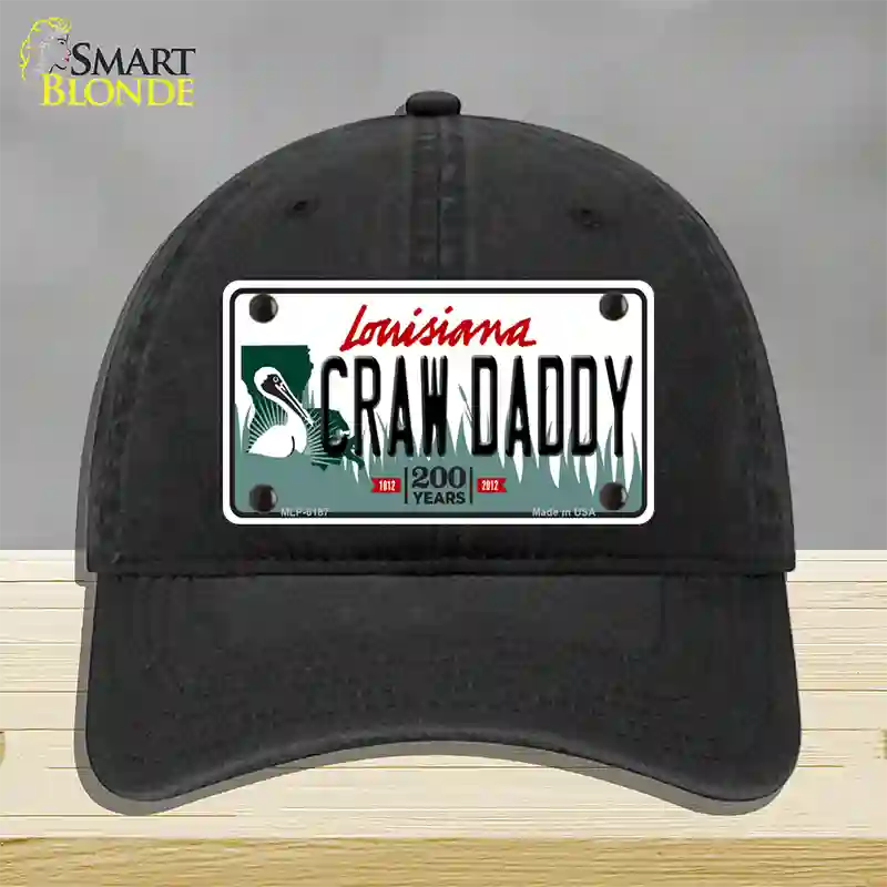 Craw Daddy Louisiana Novelty License Plate Hat Unconstructed Cotton / Black