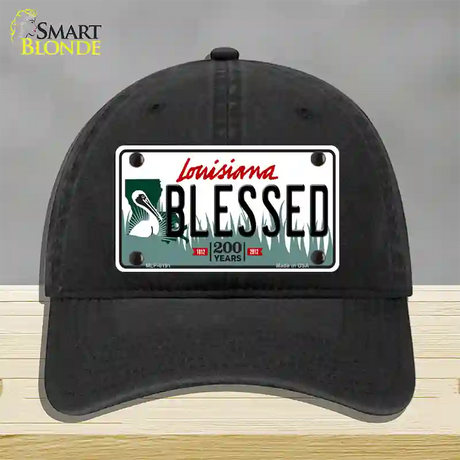 Blessed Louisiana Novelty License Plate Hat Unconstructed Cotton / Black