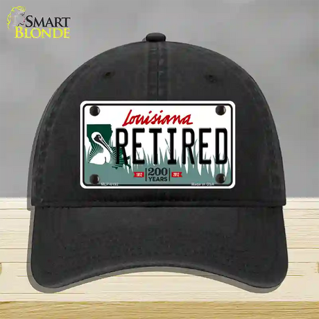 Retired Louisiana Novelty License Plate Hat Unconstructed Cotton / Black