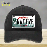 Native Louisiana Novelty License Plate Hat Unconstructed Cotton / Black