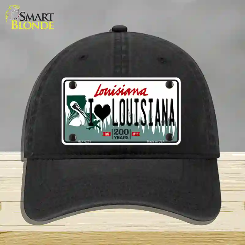 I Love Louisiana Novelty License Plate Hat Unconstructed Cotton / Black