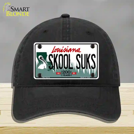 Skool Suks Louisiana Novelty License Plate Hat Unconstructed Cotton / Black