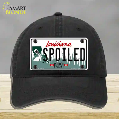 Spoiled Louisiana Novelty License Plate Hat Unconstructed Cotton / Black