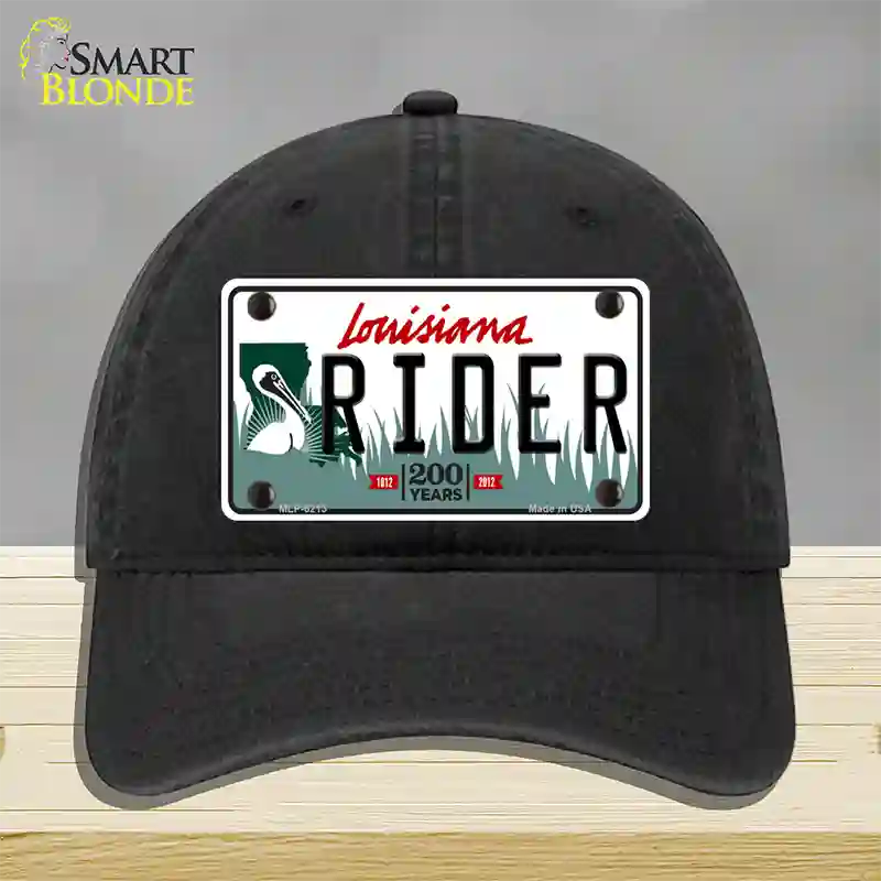 Rider Louisiana Novelty License Plate Hat Unconstructed Cotton / Black