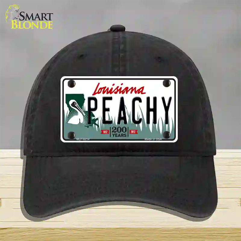 Peachy Louisiana Novelty License Plate Hat Unconstructed Cotton / Black