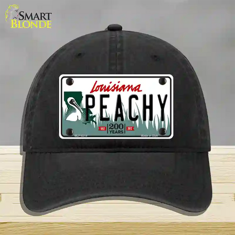 Peachy Louisiana Novelty License Plate Hat Unconstructed Cotton / Black