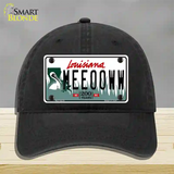 Meeooww Louisiana Novelty License Plate Hat Unconstructed Cotton / Black