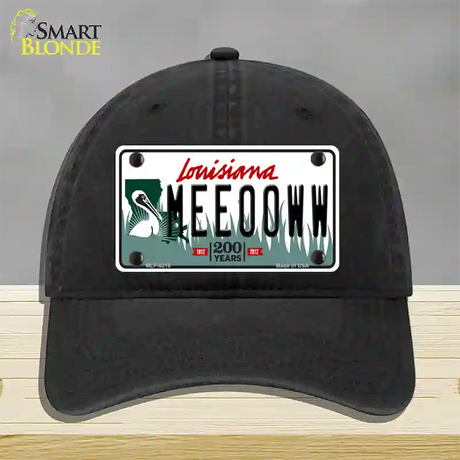 Meeooww Louisiana Novelty License Plate Hat Unconstructed Cotton / Black