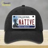 Native Oklahoma Novelty License Plate Hat Unconstructed Cotton / Black