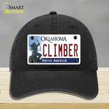 Climber Oklahoma Novelty License Plate Hat Unconstructed Cotton / Black