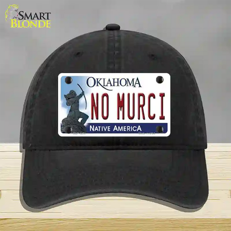 No Murci Oklahoma Novelty License Plate Hat Unconstructed Cotton / Black