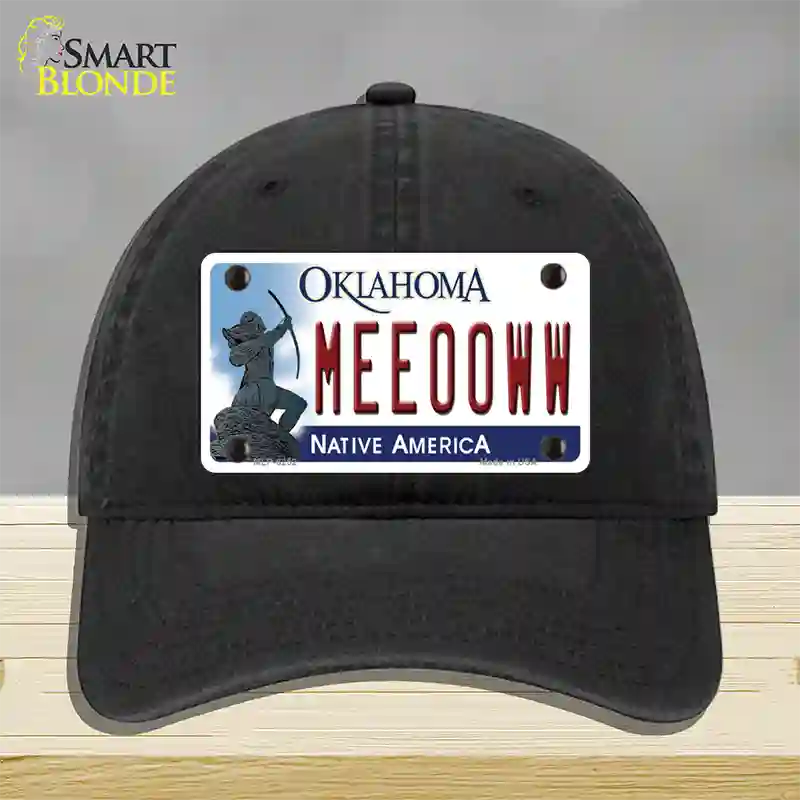 Meeooww Oklahoma Novelty License Plate Hat Unconstructed Cotton / Black