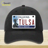 Tulsa Oklahoma Novelty License Plate Hat Unconstructed Cotton / Black