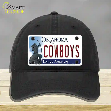 Cowboys Oklahoma Novelty License Plate Hat Unconstructed Cotton / Black