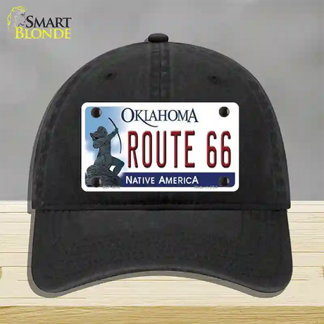 Route 66 Oklahoma Novelty License Plate Hat Unconstructed Cotton / Black