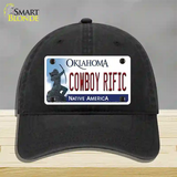 Cowboy Rific Oklahoma Novelty License Plate Hat Unconstructed Cotton / Black