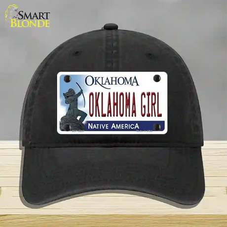 Oklahoma Girl Novelty License Plate Hat Unconstructed Cotton / Black