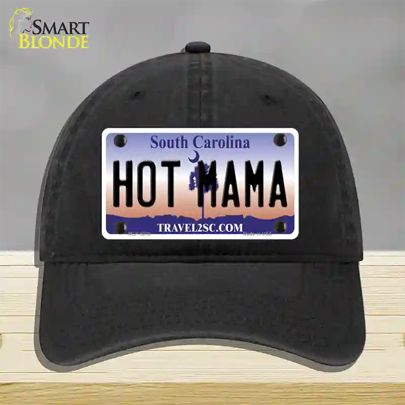 Hot Mama South Carolina Novelty License Plate Hat Unconstructed Cotton / Black