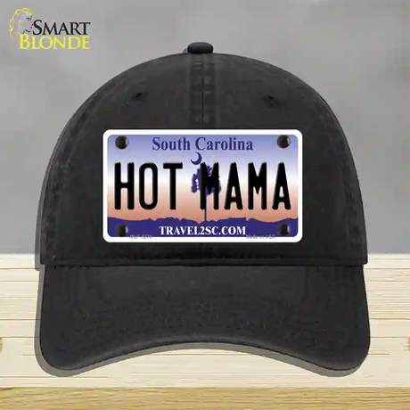 Hot Mama South Carolina Novelty License Plate Hat Unconstructed Cotton / Black