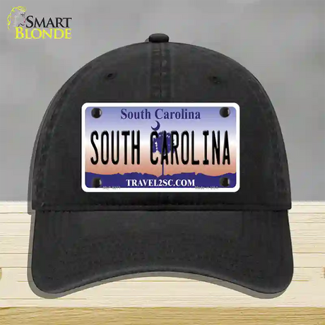 South Carolina Novelty License Plate Hat Unconstructed Cotton / Black