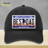 Best Dad South Carolina Novelty License Plate Hat Unconstructed Cotton / Black