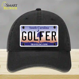 Golfer South Carolina Novelty License Plate Hat Unconstructed Cotton / Black