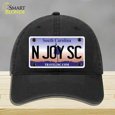 N Joy SC South Carolina Novelty License Plate Hat Unconstructed Cotton / Black