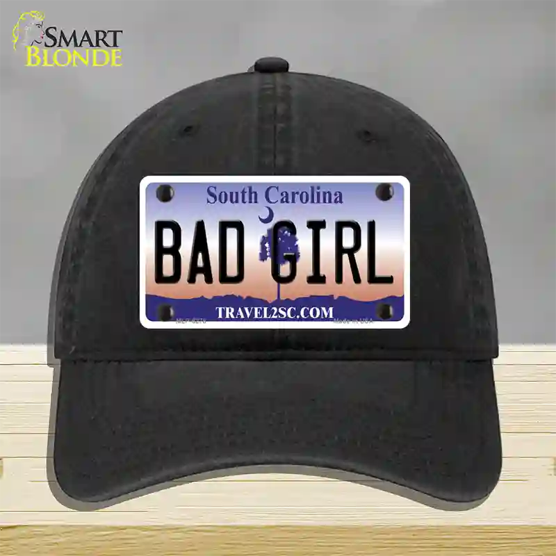 Bad Girl South Carolina Novelty License Plate Hat Unconstructed Cotton / Black