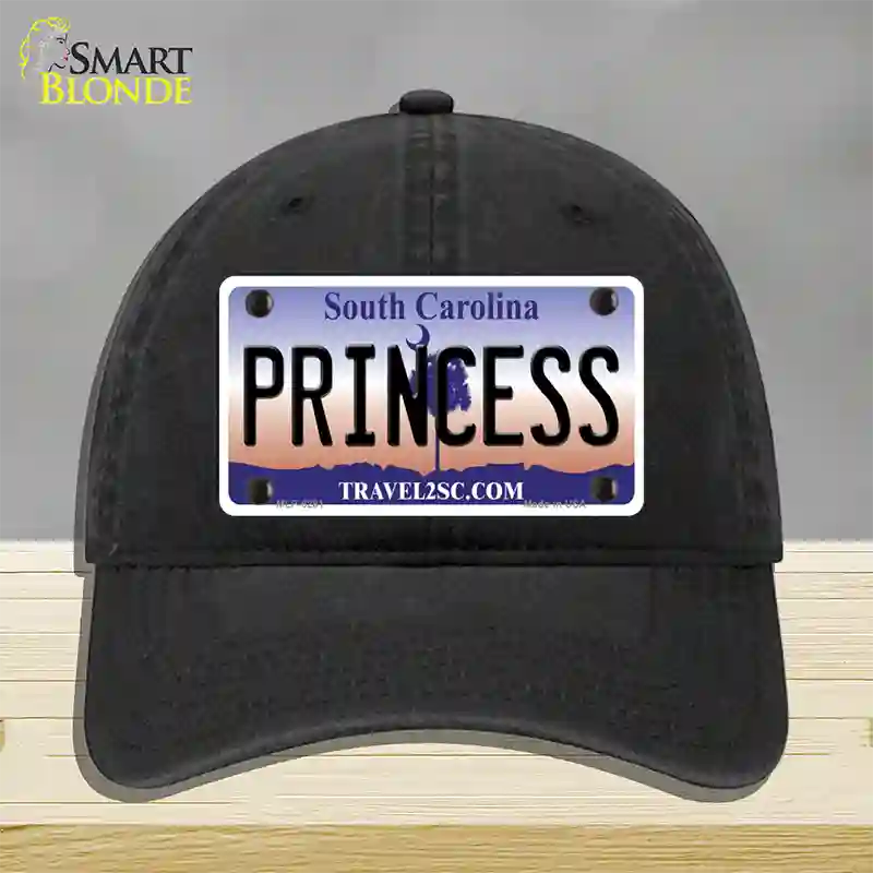 Princess South Carolina Novelty License Plate Hat Unconstructed Cotton / Black