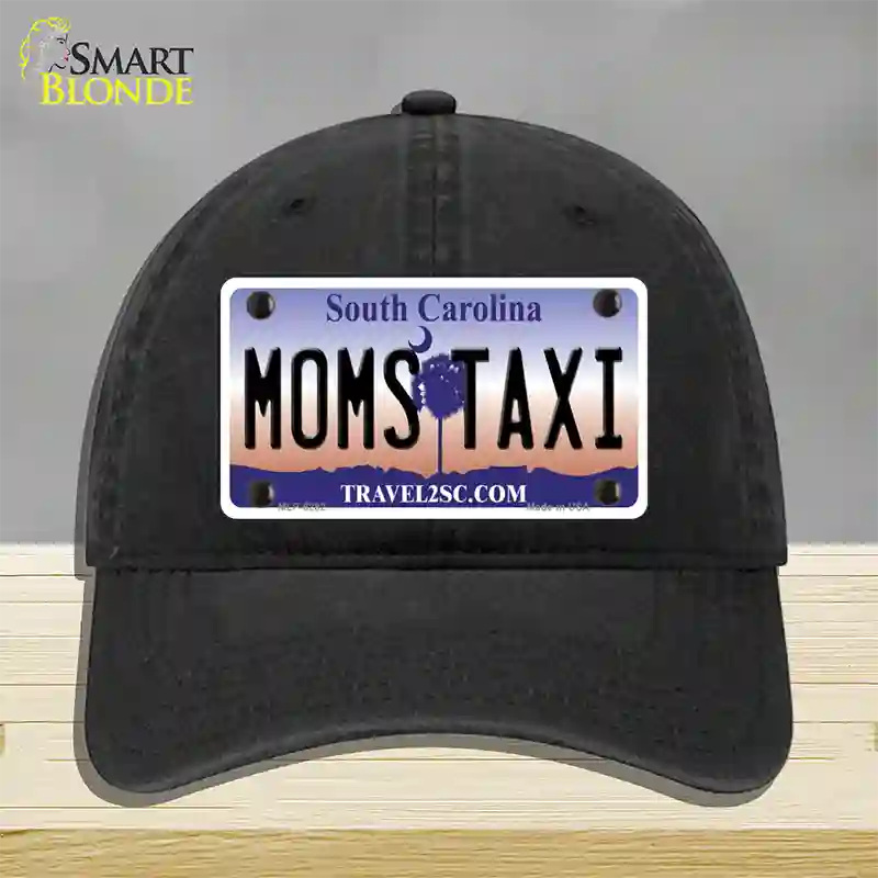 Moms Taxi South Carolina Novelty License Plate Hat Unconstructed Cotton / Black