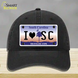 I Love South Carolina Novelty License Plate Hat Unconstructed Cotton / Black