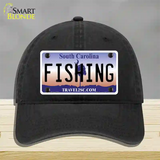 Fishing South Carolina Novelty License Plate Hat Unconstructed Cotton / Black