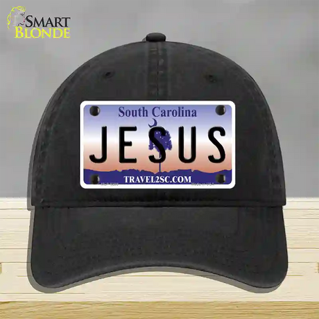 Jesus South Carolina Novelty License Plate Hat Unconstructed Cotton / Black