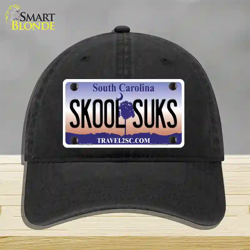 Skool Suks South Carolina Novelty License Plate Hat Unconstructed Cotton / Black