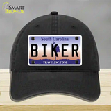 Biker South Carolina Novelty License Plate Hat Unconstructed Cotton / Black