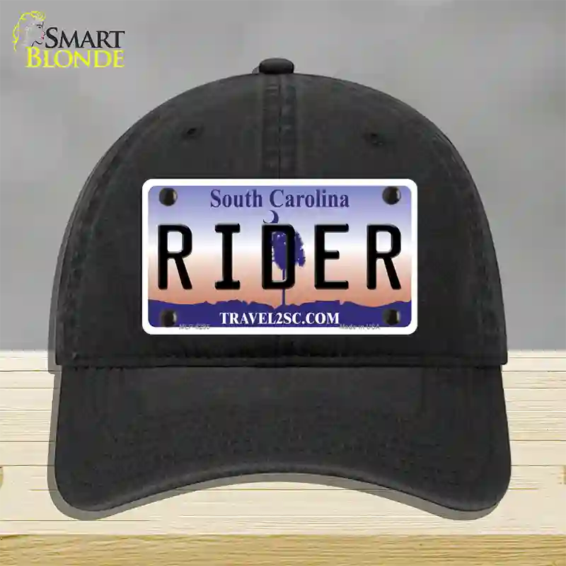 Rider South Carolina Novelty License Plate Hat Unconstructed Cotton / Black