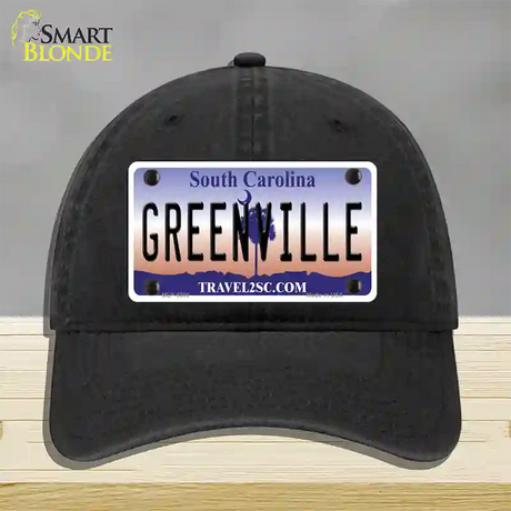 Greenville South Carolina Novelty License Plate Hat Unconstructed Cotton / Black