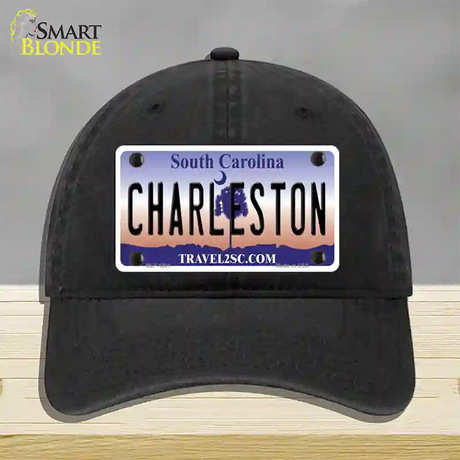 Charleston South Carolina Novelty License Plate Hat Unconstructed Cotton / Black