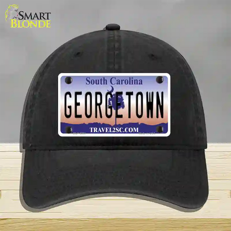 Georgetown South Carolina Novelty License Plate Hat Unconstructed Cotton / Black