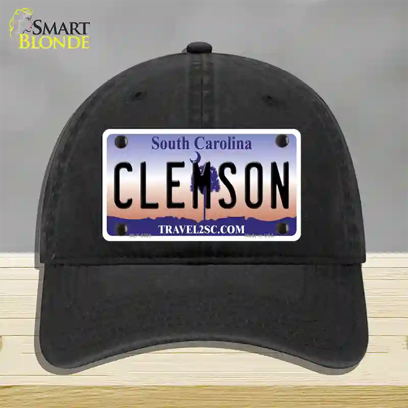 Clemson South Carolina Novelty License Plate Hat Unconstructed Cotton / Black