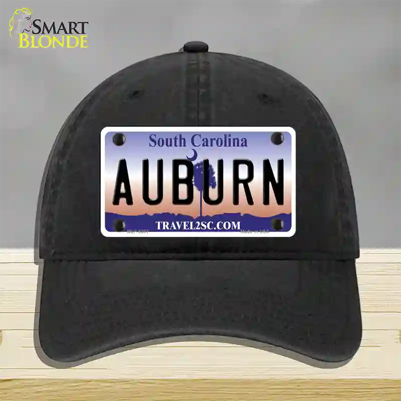 Auburn South Carolina Novelty License Plate Hat Unconstructed Cotton / Black