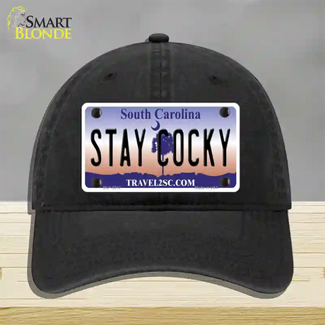 Stay Cocky South Carolina Novelty License Plate Hat Unconstructed Cotton / Black