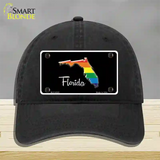 Florida Rainbow Novelty License Plate Hat Unconstructed Cotton / Black